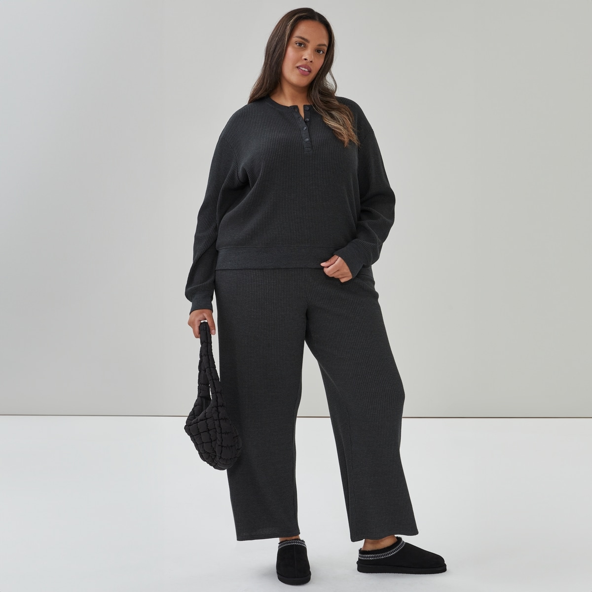 Women+ Waffle Henley Pullover