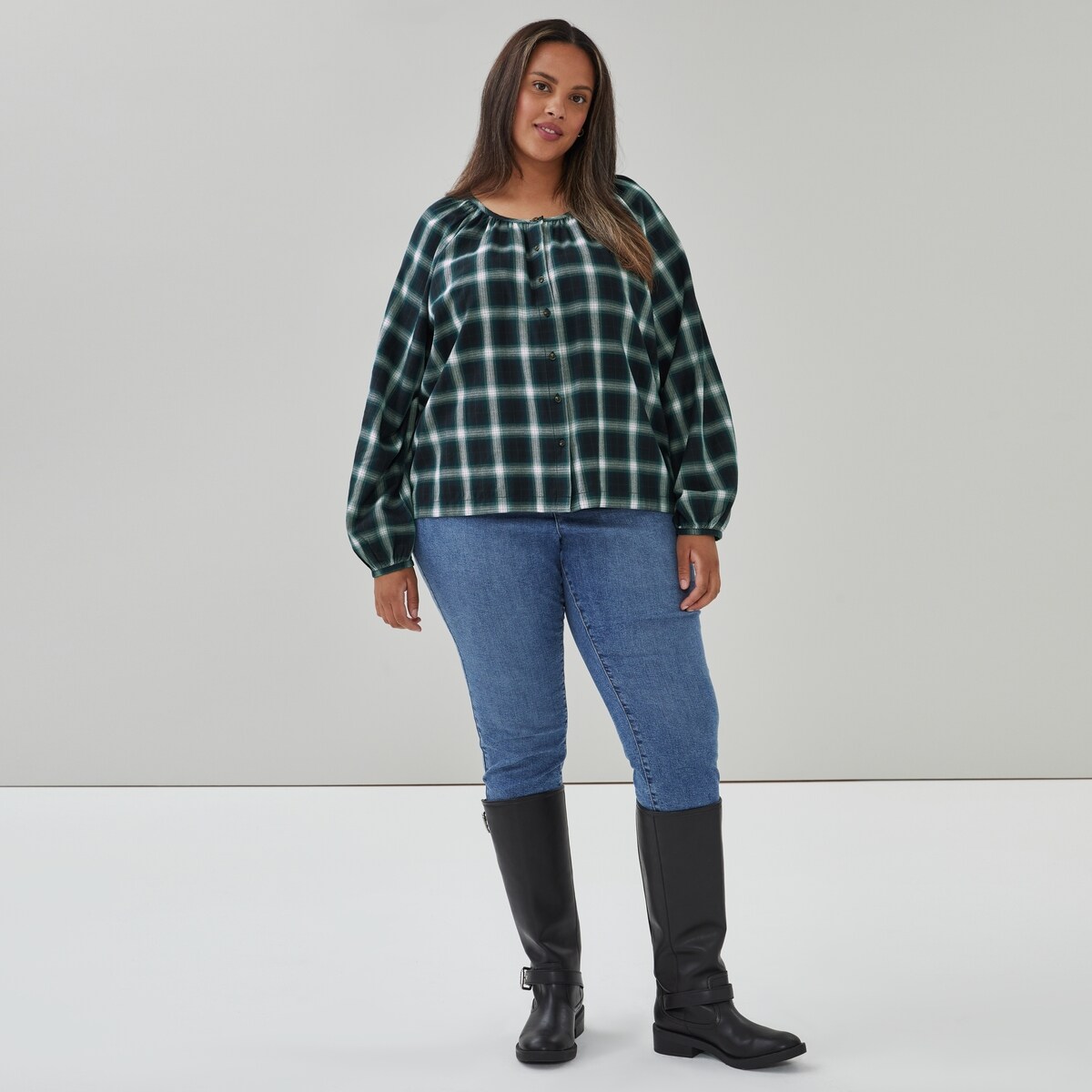 Joe Fresh Blouse à carreaux à manches raglan Femmes+ 1 ea, 39,00 $/1ch