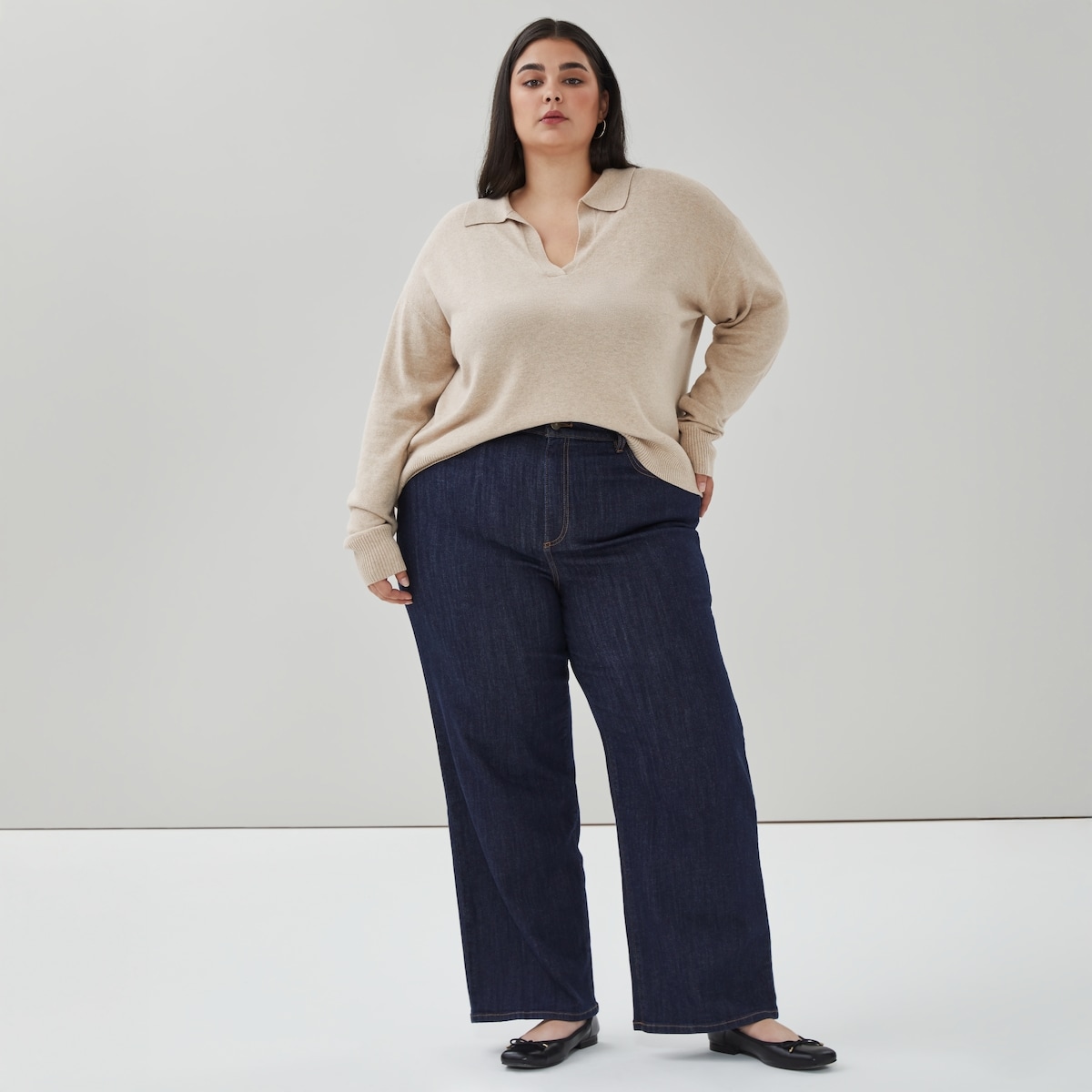 Women+ Cotton Cashmere Collared Sweater