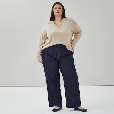 Women+ Cotton Cashmere Collared Sweater - Oat Mix