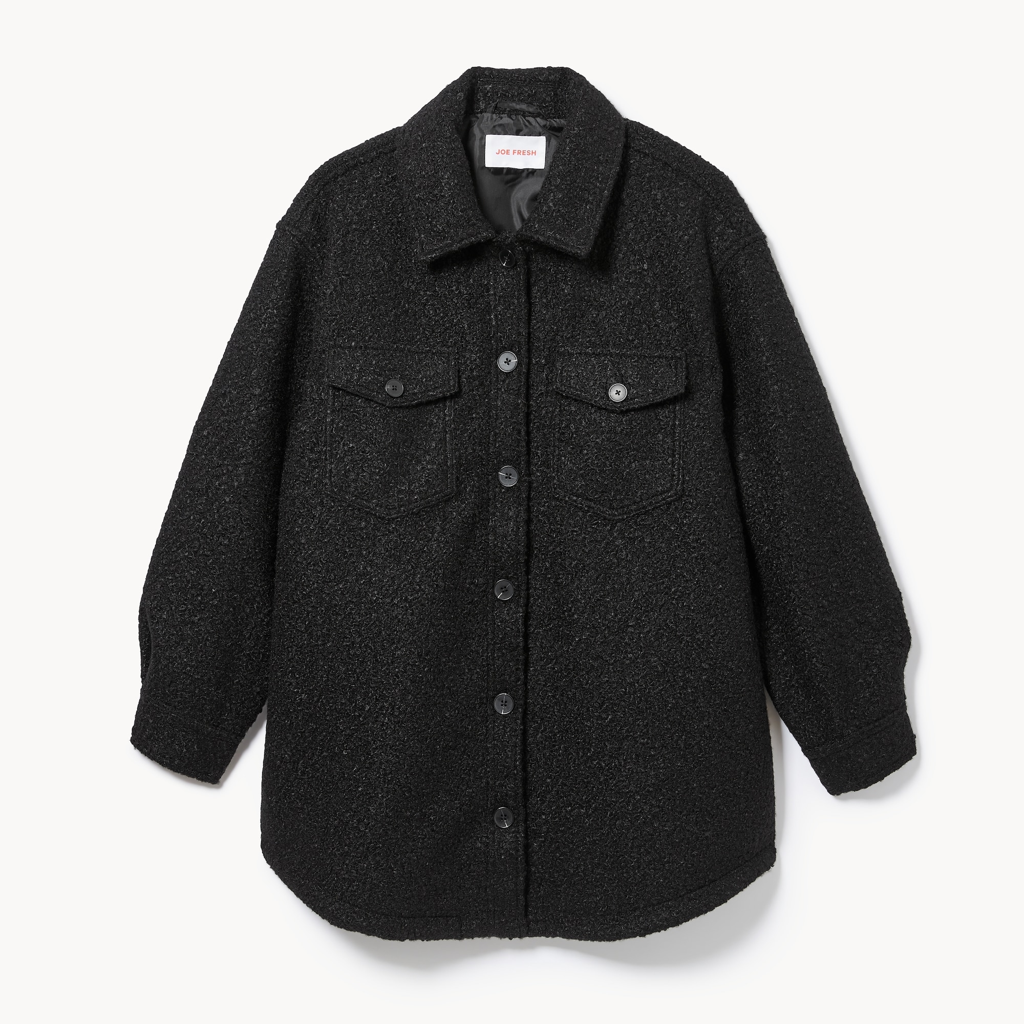 Women+ Fleece Shacket in JF Black from Joe Fresh