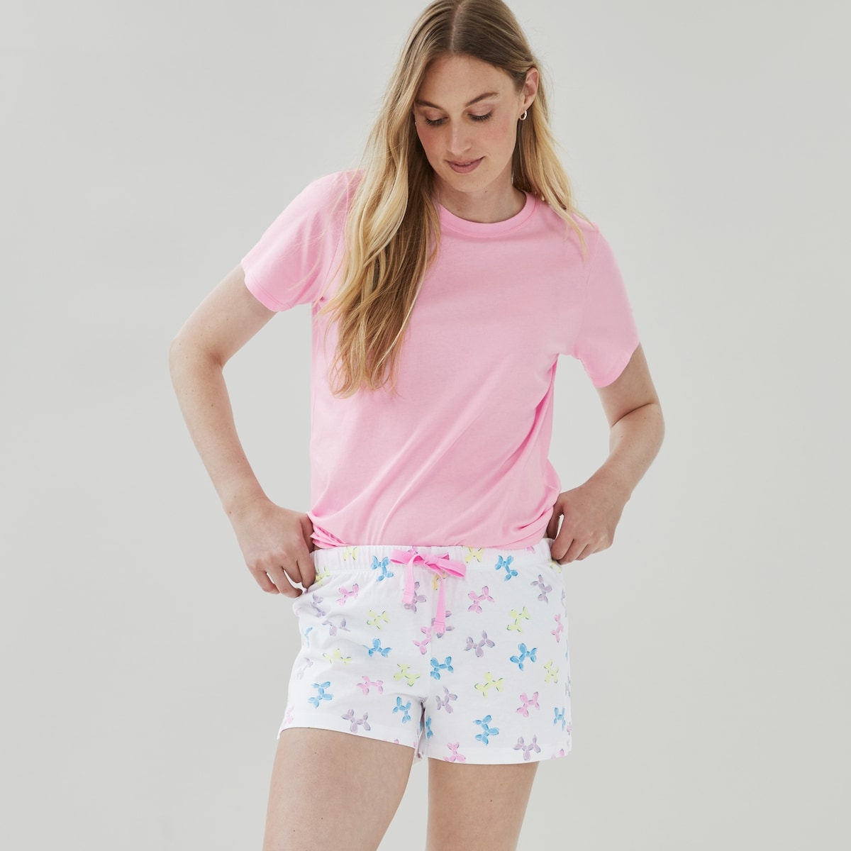 Short de nuit en coton - Blanc