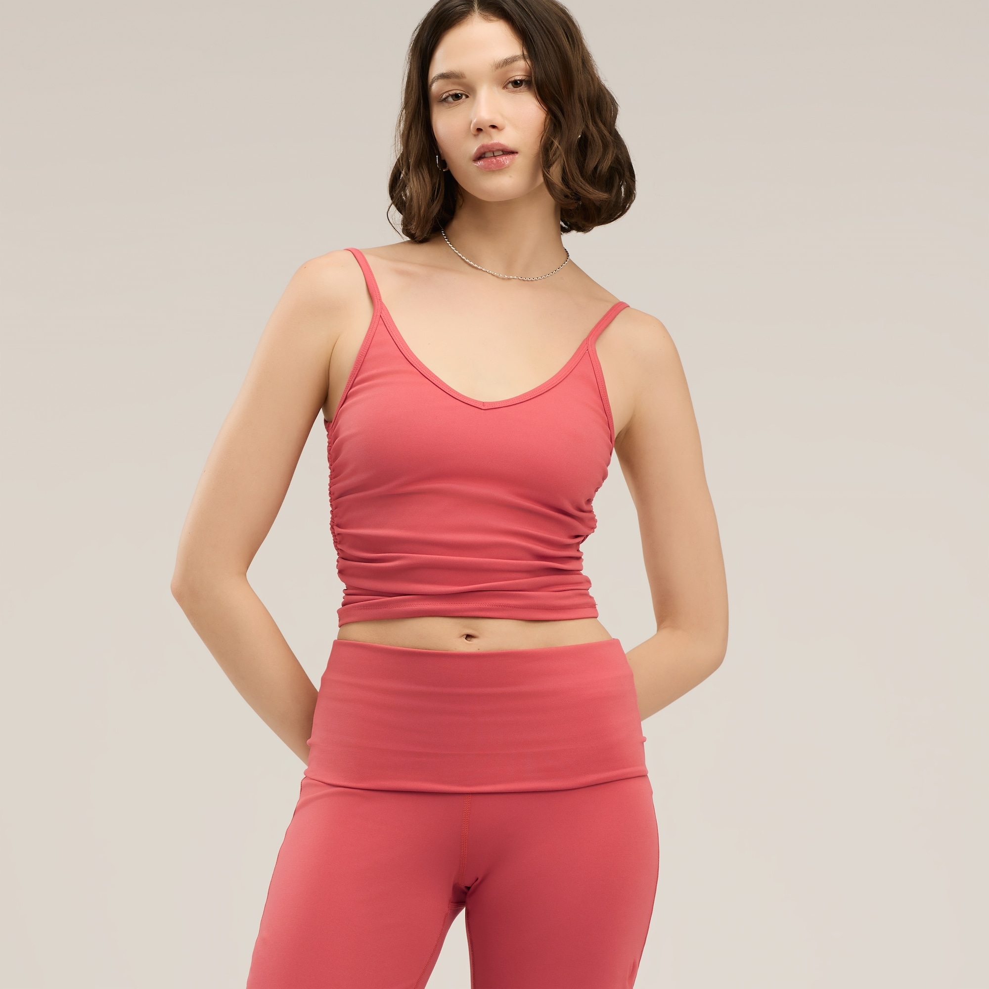 Active Balance Ruched Bra Tank in Coral from Joe Fresh