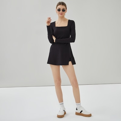 Active Long Sleeve Short Dress - Black