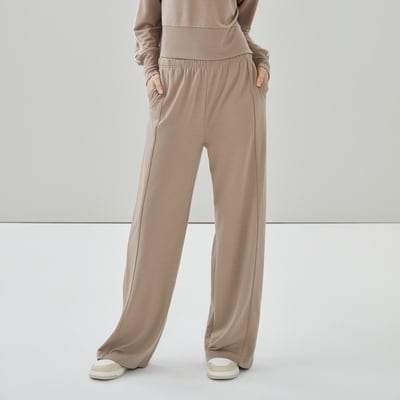 Active Wide Leg Terry Pant - Light Brown