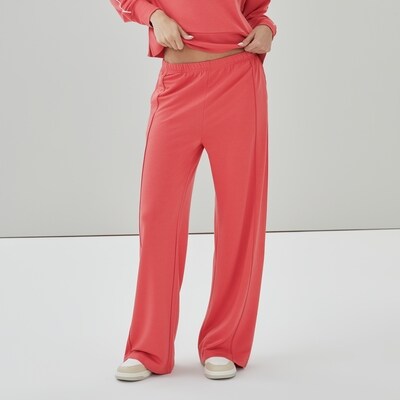 Active Wide Leg Terry Pant - Coral