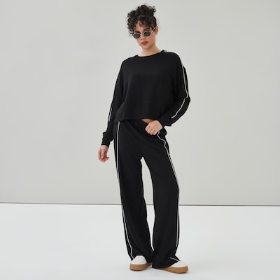 Chandail sport ample en ratine bouclée - Noir