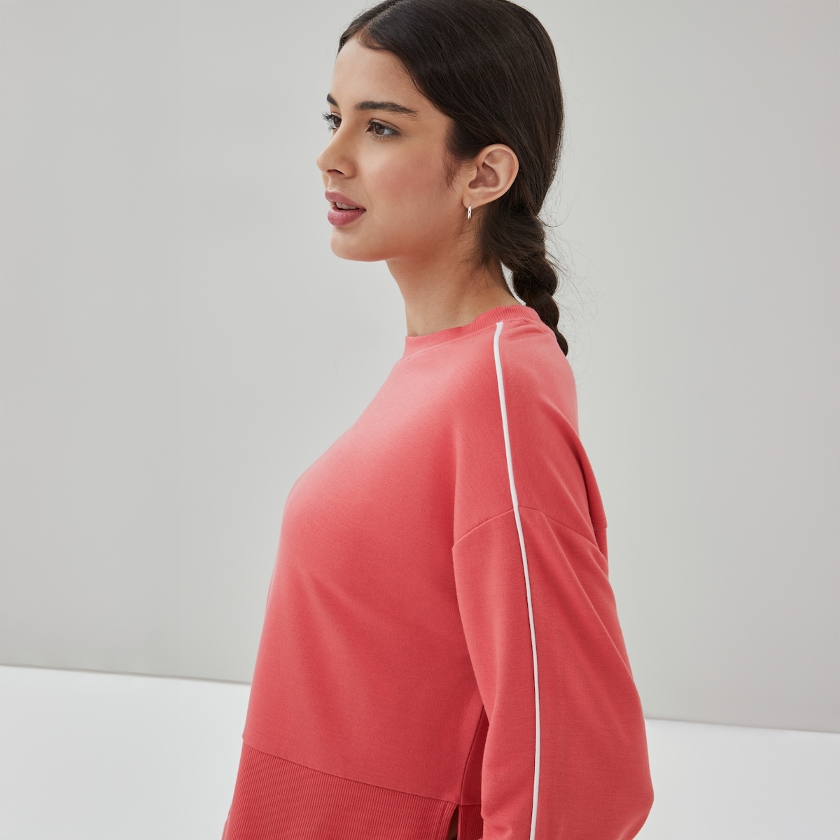 Active Oversized Terry Pullover - Coral