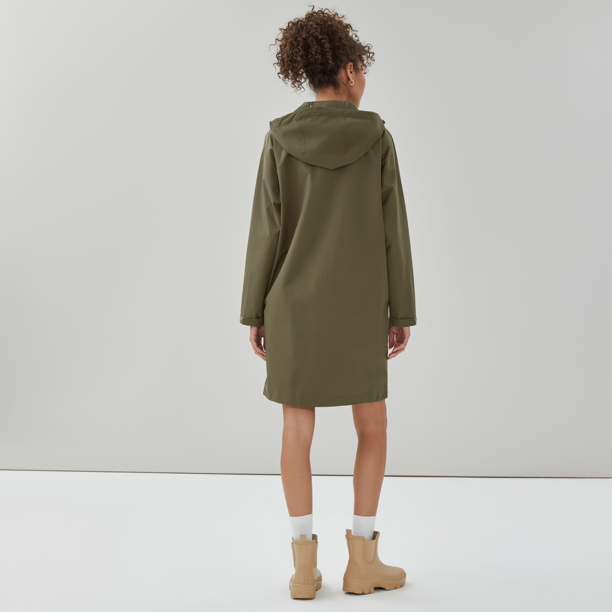 Midi Twill Raincoat in Dark Olive from Joe Fresh