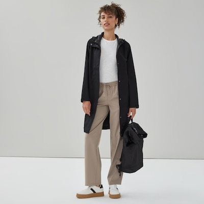 Midi Twill Raincoat - Black
