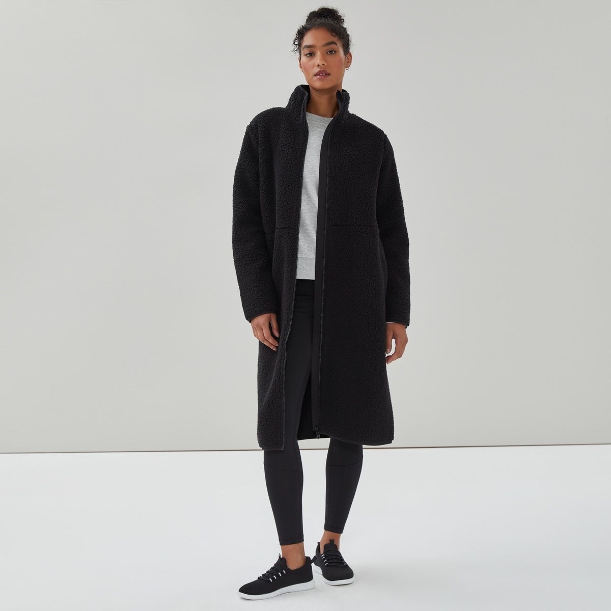 Fleece Midi Jacket - Black