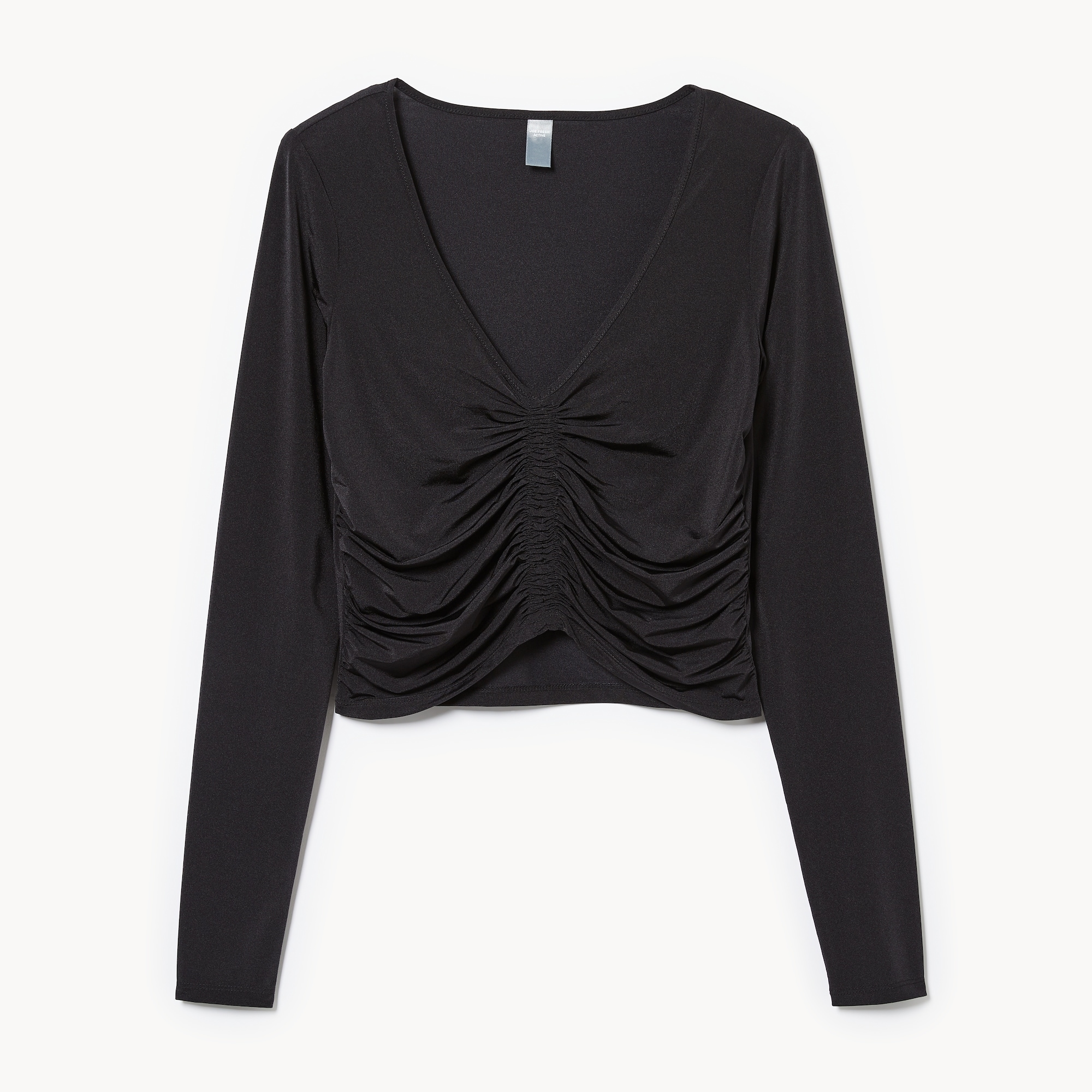 Cropped Cinch Long Sleeve Top in Black from Joe Fresh