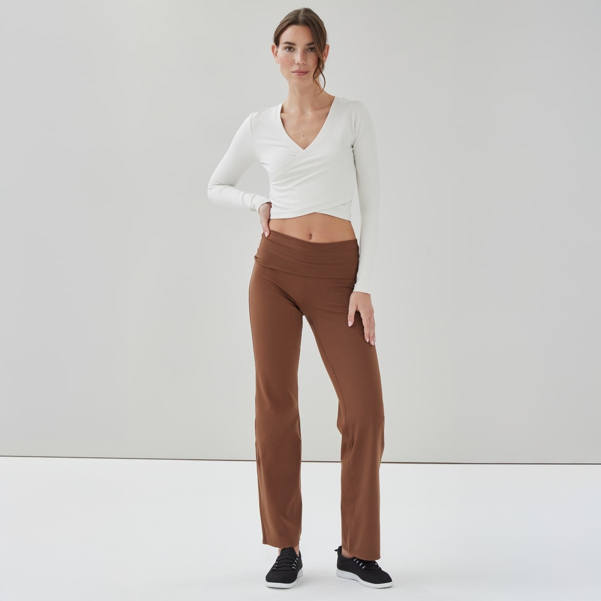 Cropped Wrap Top - Beige