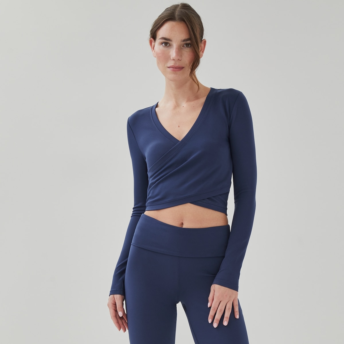 Cropped Wrap Top - Navy