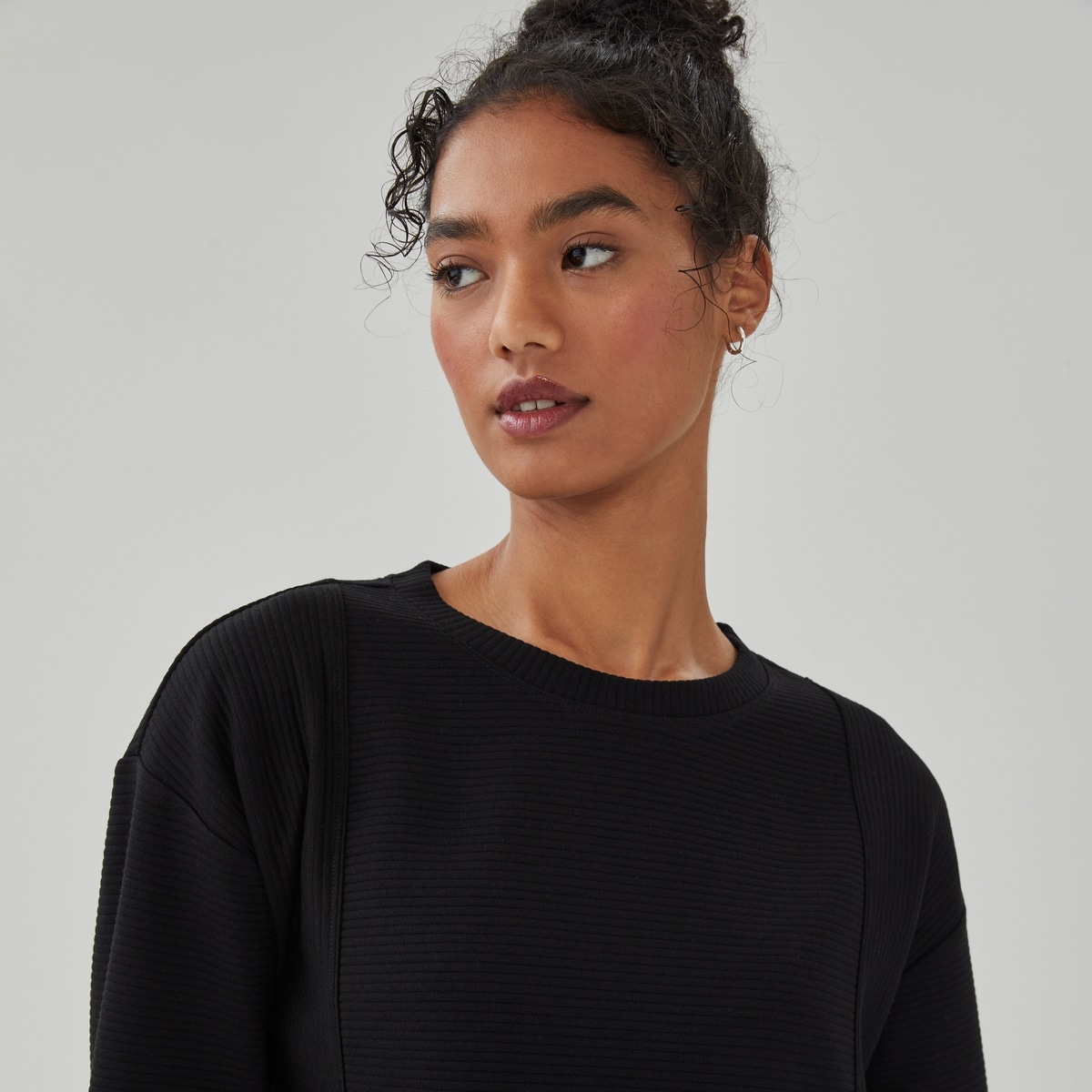 Active Textured Ribbed Pullover - Dark Lavender