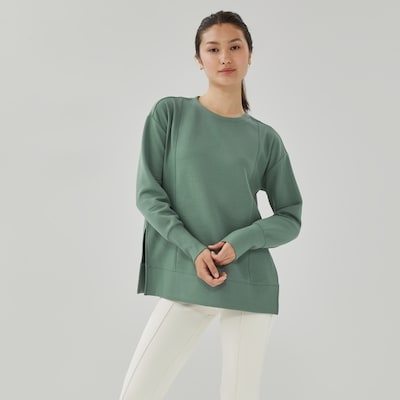 Active Textured Ribbed Pullover - Dusty Green