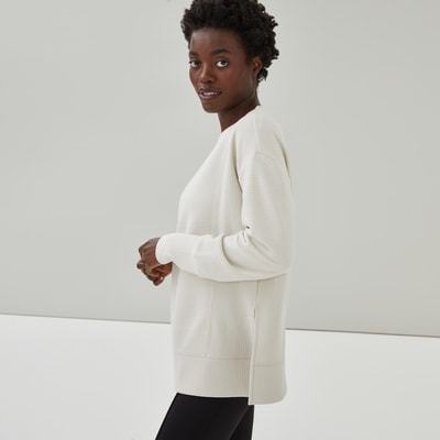 Active Textured Ribbed Pullover - Beige