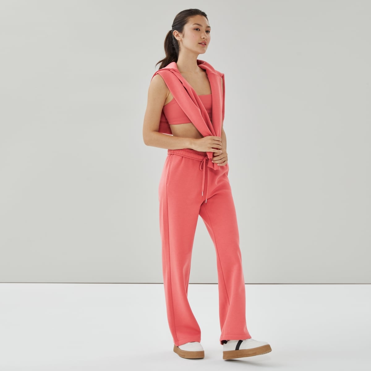 Active Fleece Straight Pant - Coral