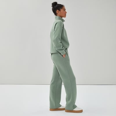 Pantalon sport droit en molleton - VERT POUSSIEREUX