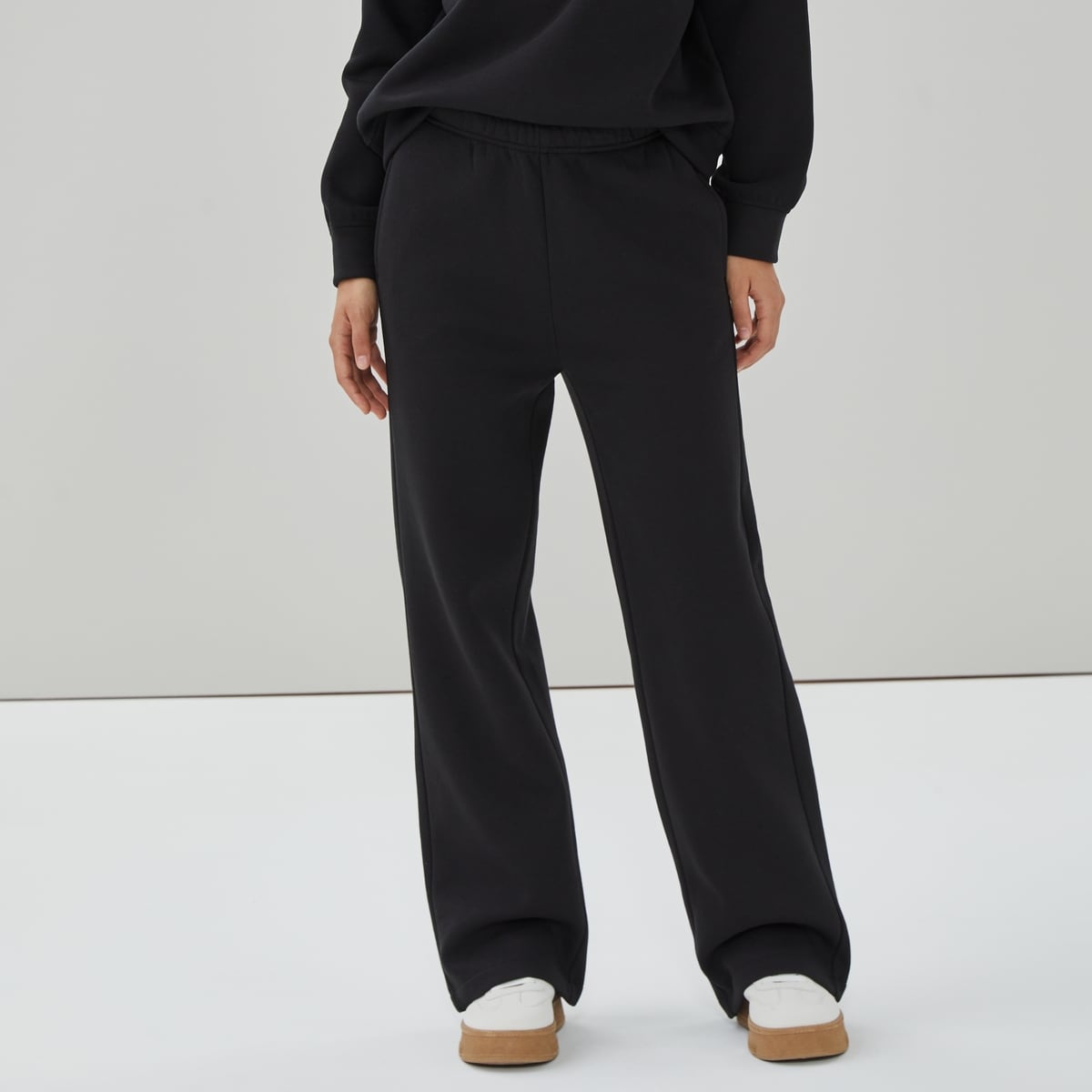 Pantalon sport droit en molleton - Noir