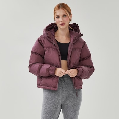 Cropped Puffer Jacket - Plum