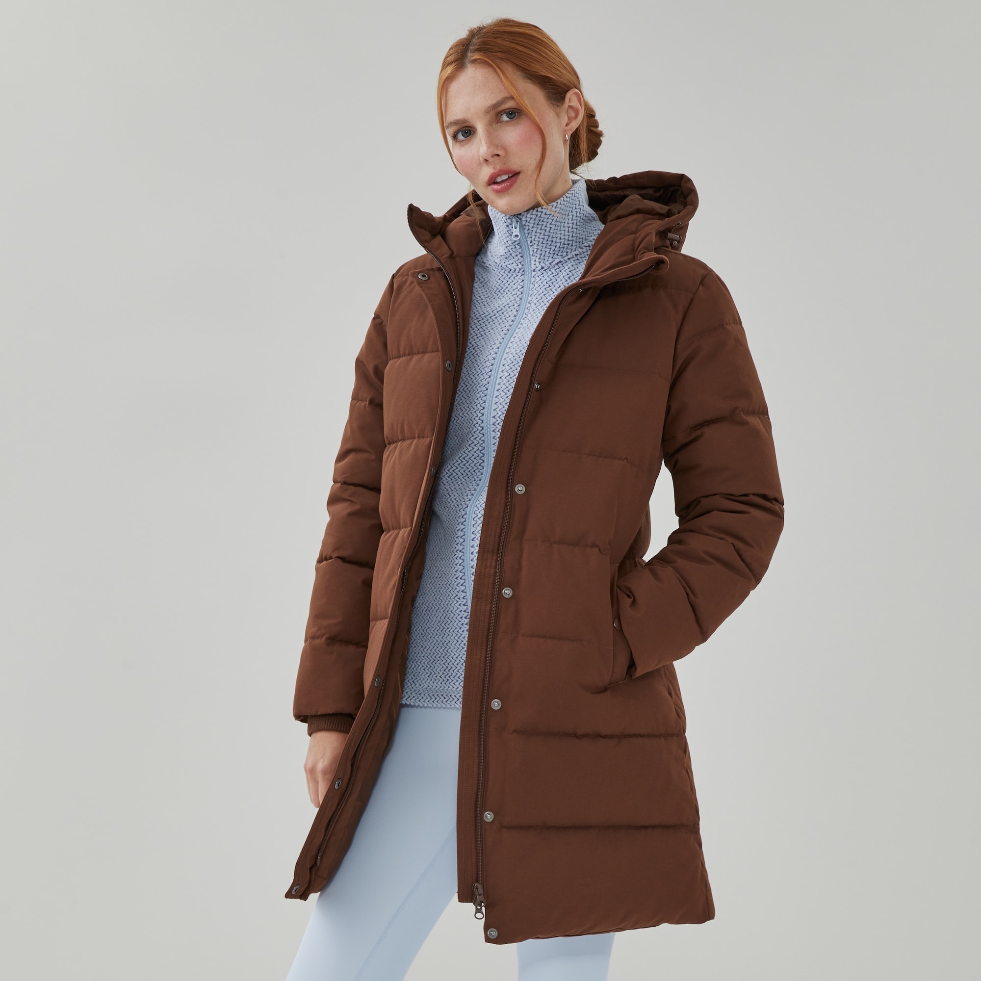Hooded Midi Parka in Brown from Joe Fresh
