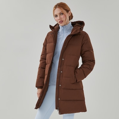 Parka midi à capuchon - Brun