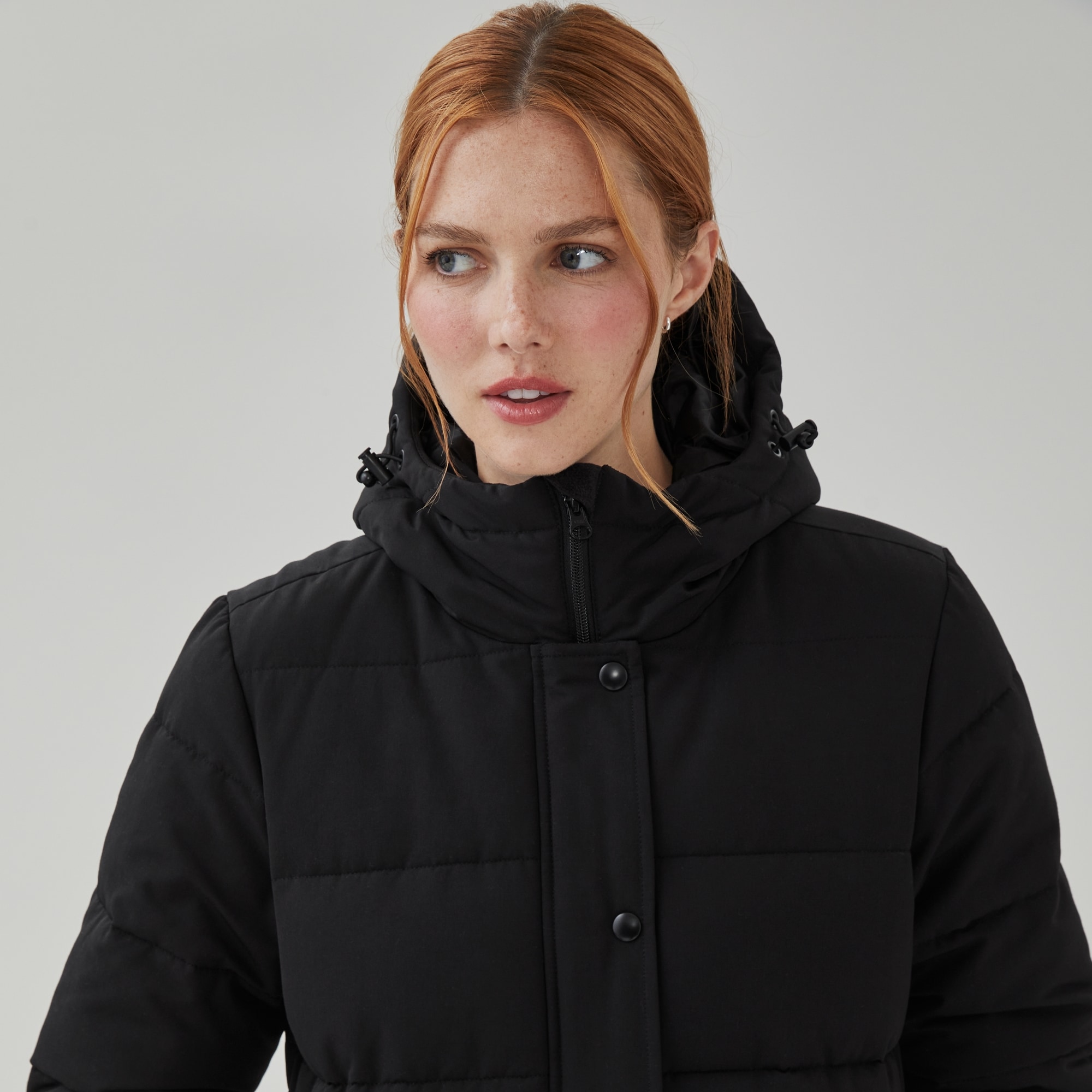 Hooded Midi Parka in Black from Joe Fresh