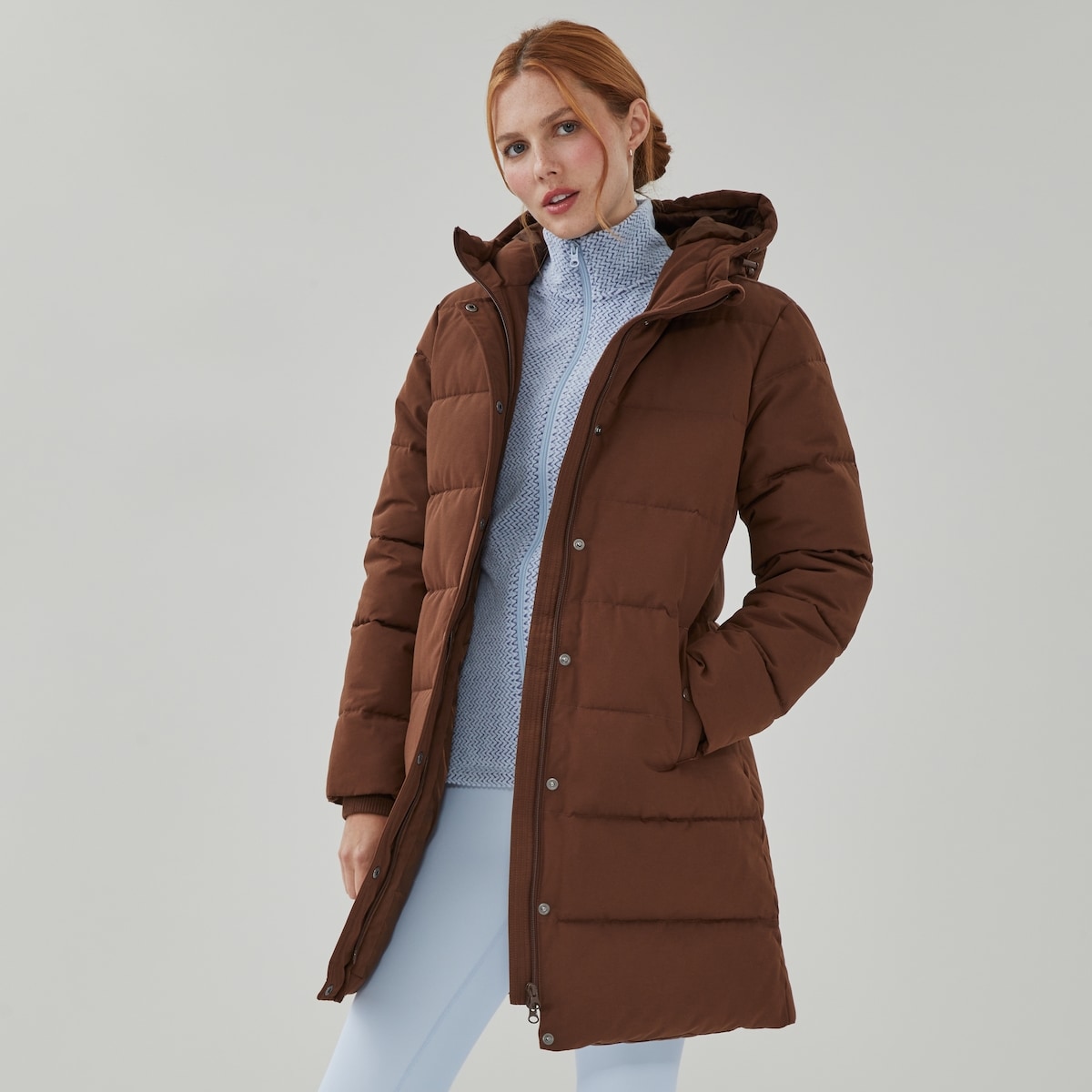 Parka midi capuchon - Brun
