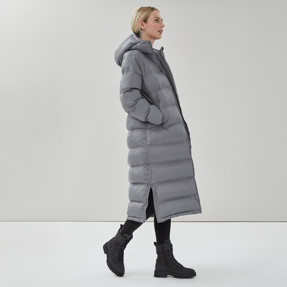 Long Puffer Jacket - Grey