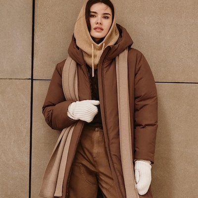 Manteau matelassé long - Brun