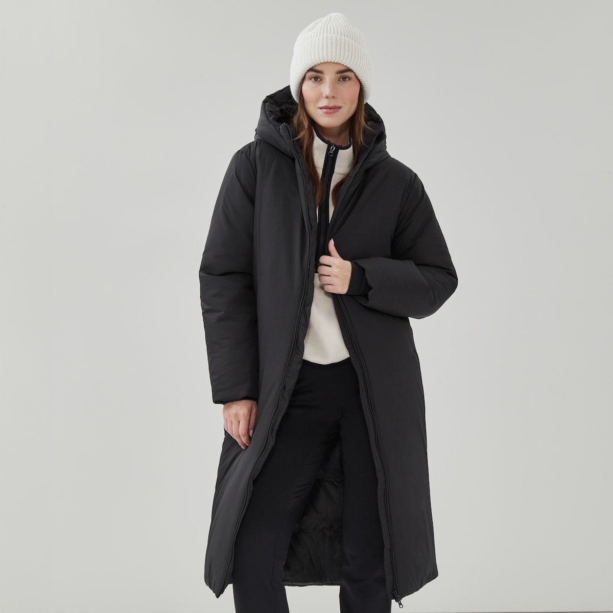 Manteau matelass long - Noir