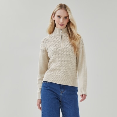Quarter-Zip Sweater - Oat Mix