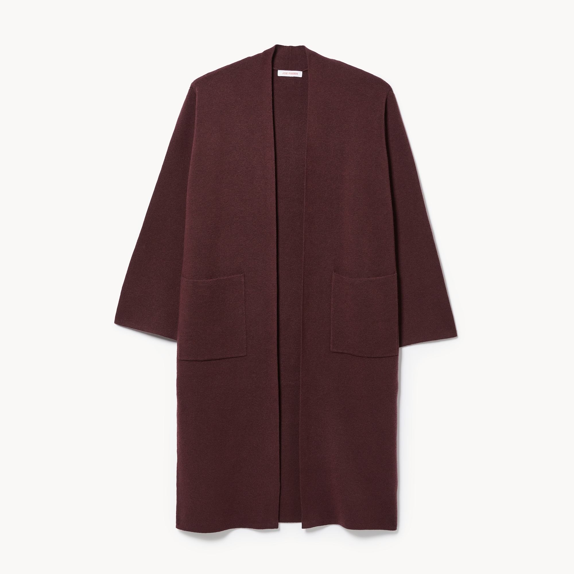 Long Cardigan in Dark Burgundy from Joe Fresh