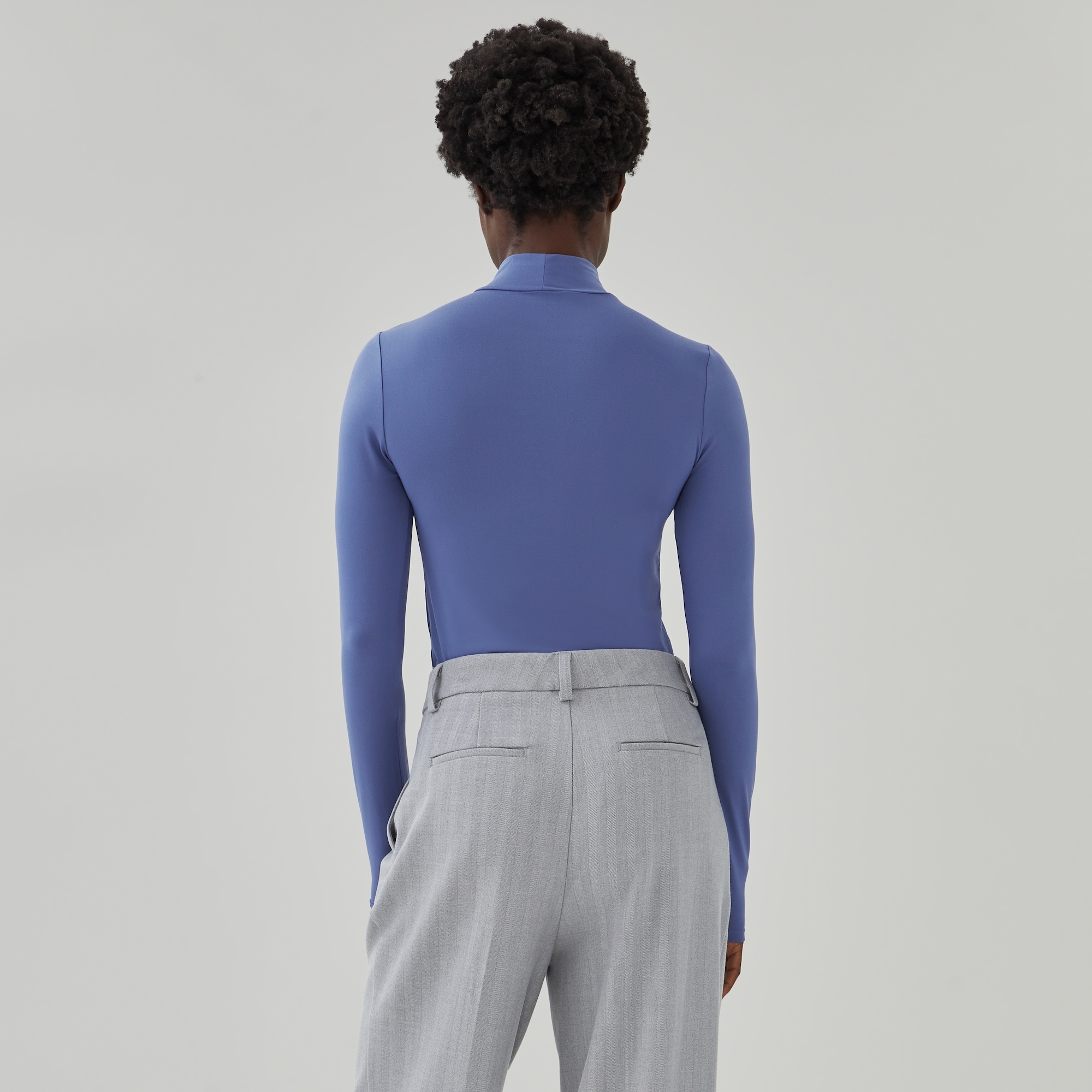 Mock Neck Long Sleeve Top in Dusty Blue from Joe Fresh