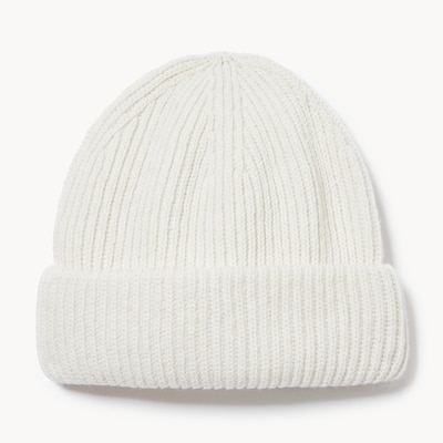 Tuque en tricot côtelé - Crème