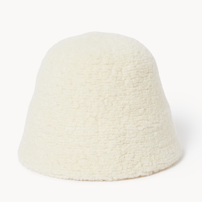 Chapeau cloche en molleton effet peau de mouton - Crème