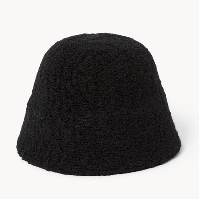 Chapeau cloche en molleton effet peau de mouton - Noir JF