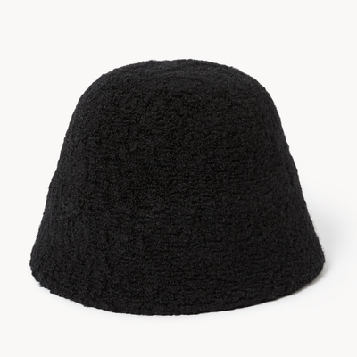 Chapeau cloche en molleton effet peau de mouton - Noir JF