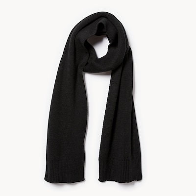 Ribbed Knit Scarf - Black