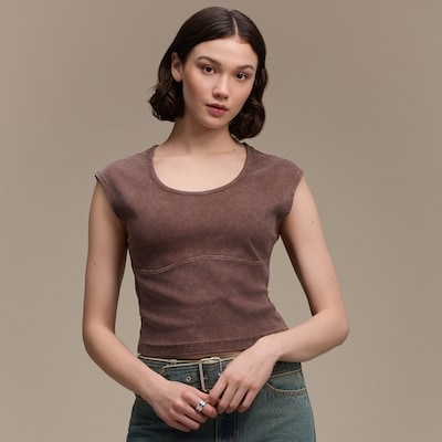 T-shirt à mancherons - Brun