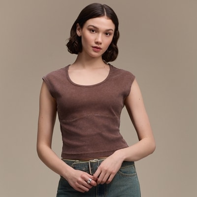 Cap Sleeve T-Shirt - Brown