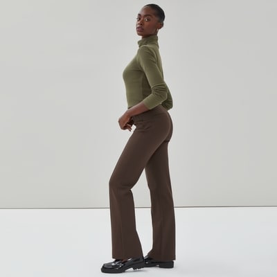 Pantalon évasé en point de Rome - Brun Foncé