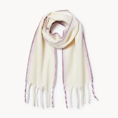 Striped Edge Scarf - Cream