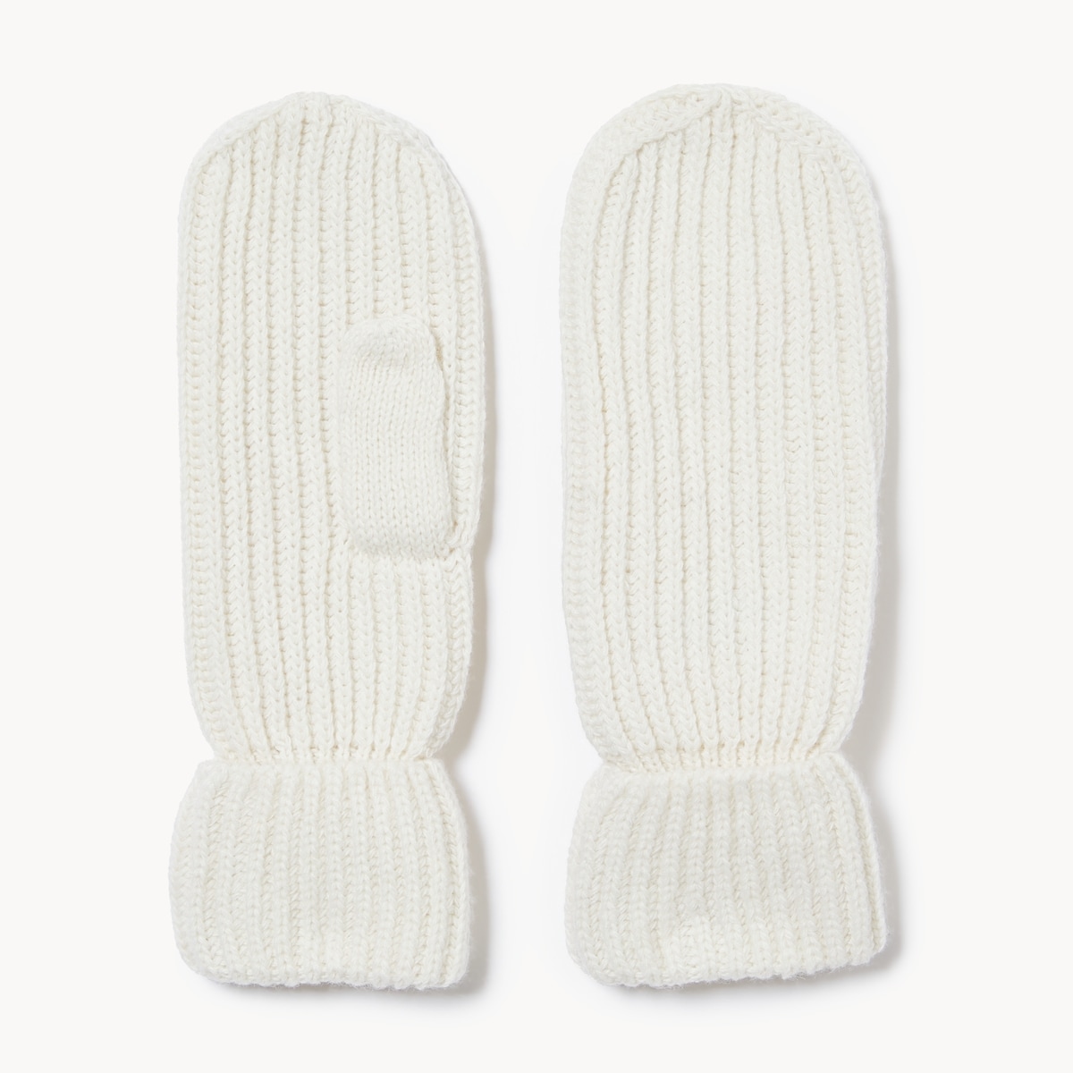 Ribbed Mittens - Cream