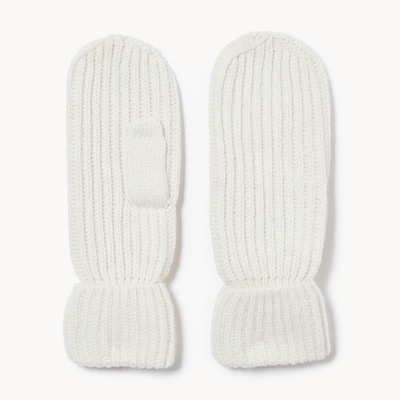 Ribbed Mittens - Cream