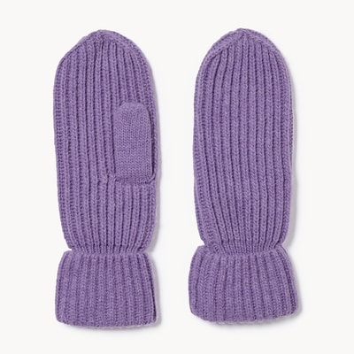 Ribbed Mittens - Purple
