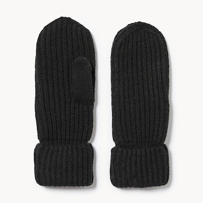 Ribbed Mittens - Black