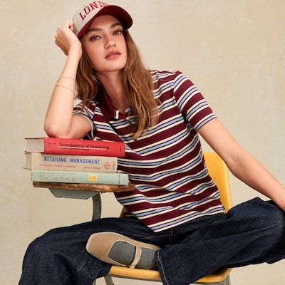 Striped Polo - Dark Red