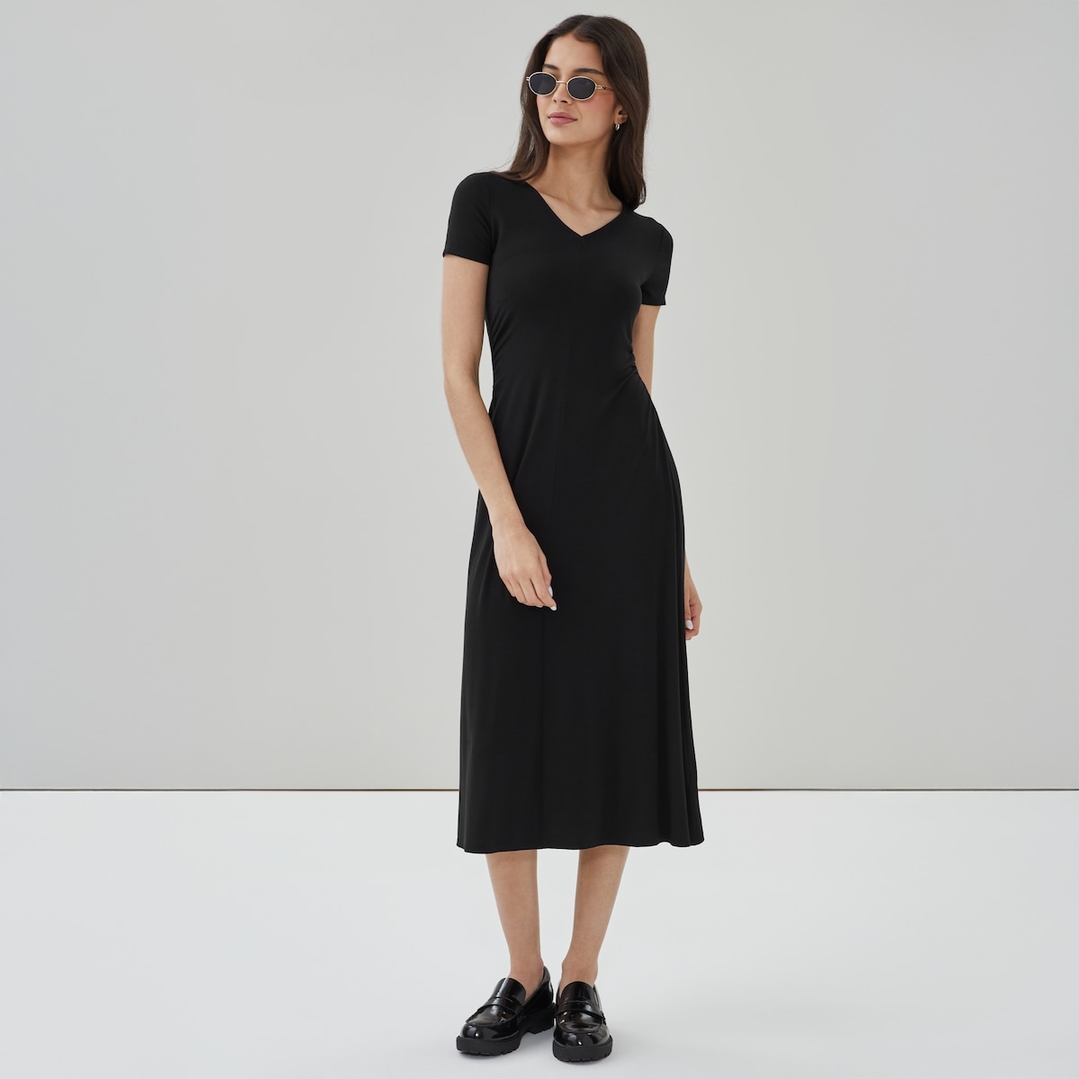 Robe midi ruch - Noir Jf
